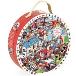 Janod Pompier - Puzzle D'observation Rond 208 Pièces Rond