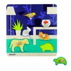 Janod Puzzle à Encastrer: Happy Animo 6 Pièces