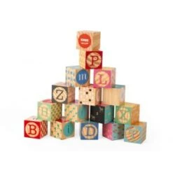 Janod Kubix - 16 Cubes Alphabet Gravés (bois)