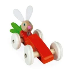 Janod Voiture Enfant Lapin Carotte Bois Orange