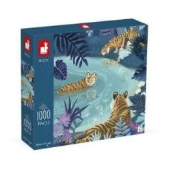 Janod Puzzle Carton - Puzzle Tigres Au Clair De Lune - 1000 Pièces - Développe La Patience Et La Dextérité - Puzzle Carton Et
