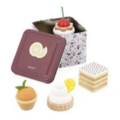 Janod Coffret Twist-1 Boîte En Métal + 4 Pâtisseries En Bois Et Feutrine-Jouet D'Imitation Et Imagination-Dès 3 Ans, J06627, Multicolore